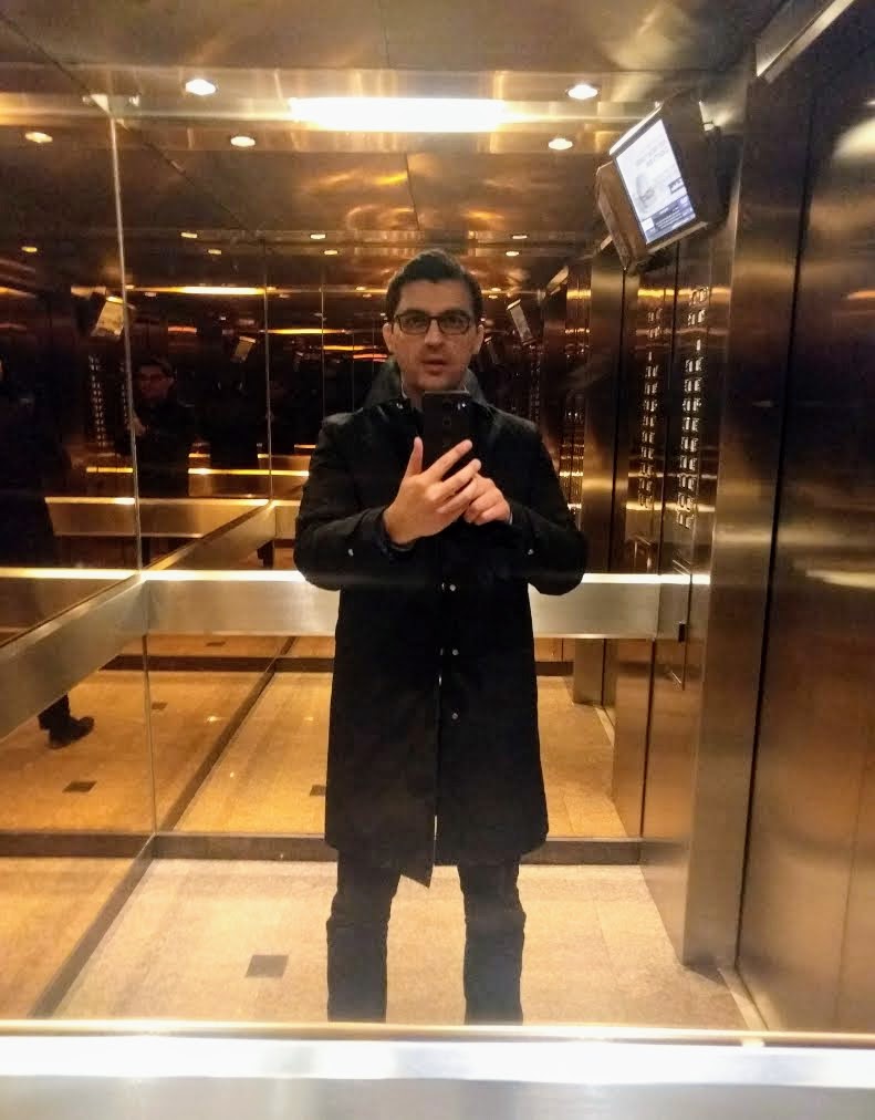 Taking a selfie in the elevator at 18 King St E, Toronto. This was the building where my first-ever BA consulting client had their offices.