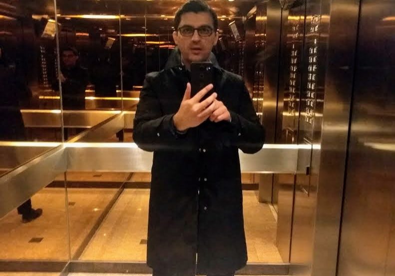 Taking a selfie in the elevator at 18 King St E, Toronto. This was the building where my first-ever BA consulting client had their offices.